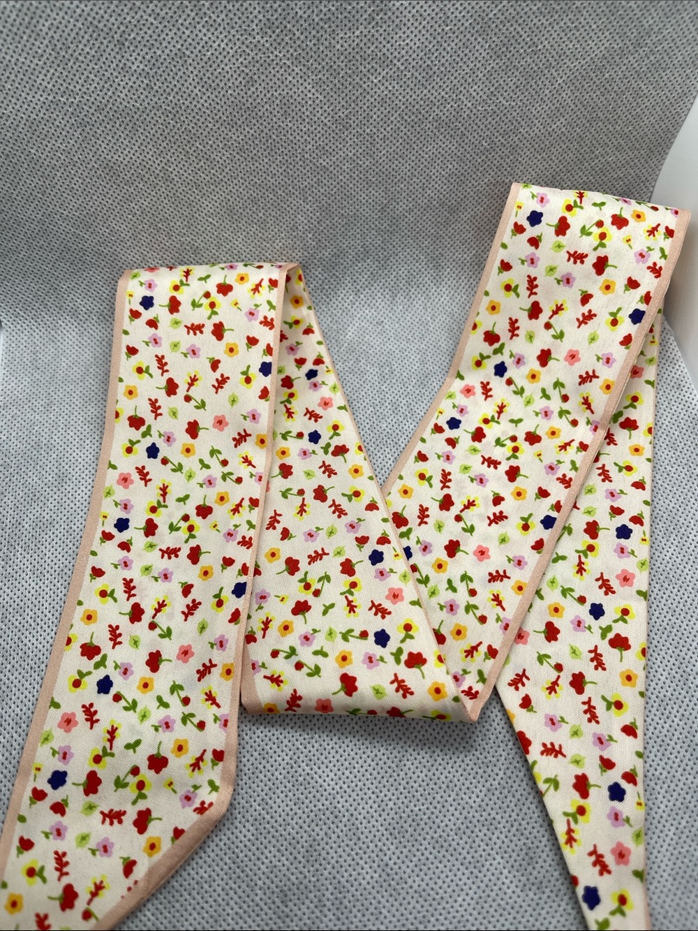 Floral Skinny Scarf in Cream with Multicolor Flowers
